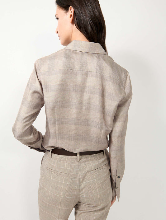 Prince of Wales check printed silk twill shirt