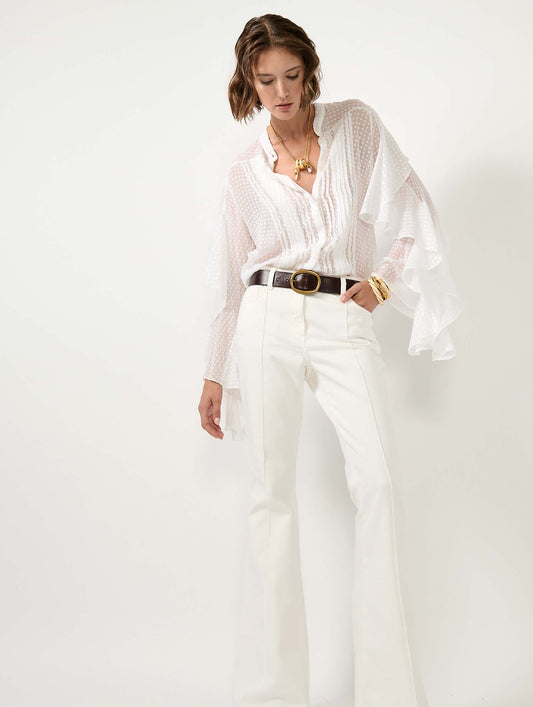 White plumetis silk shirt