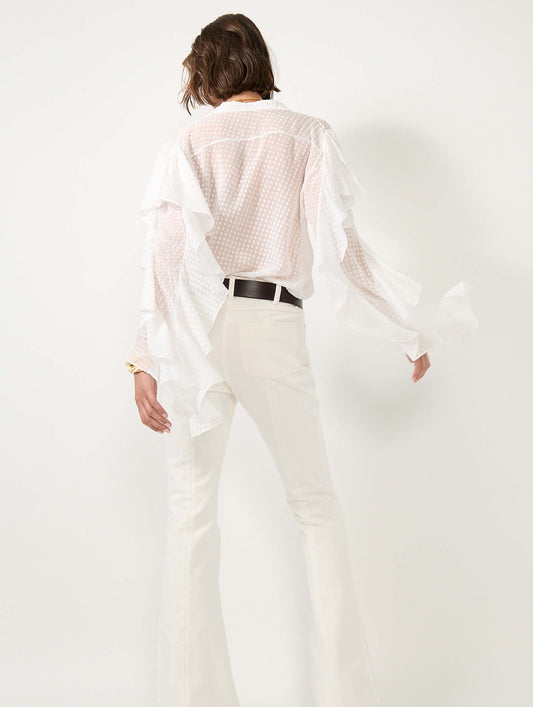 White plumetis silk shirt