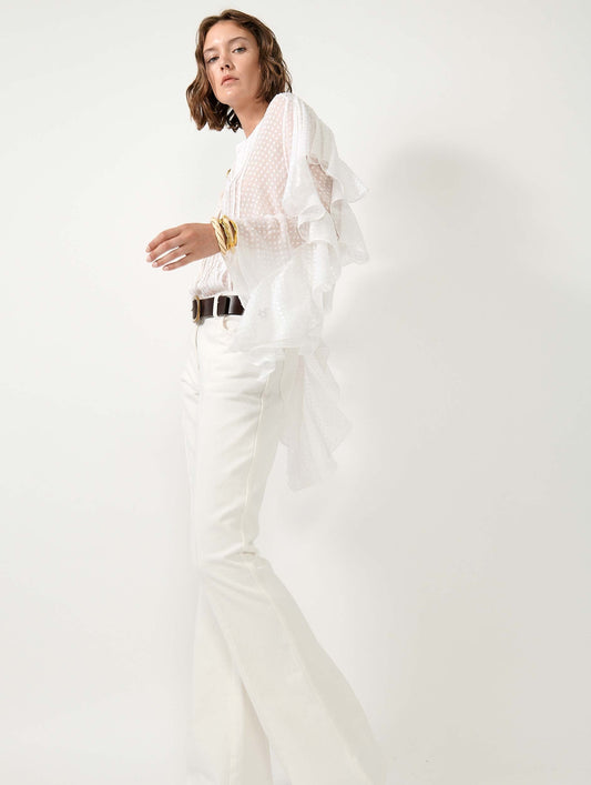 White plumetis silk shirt