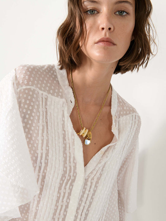 White plumetis silk shirt