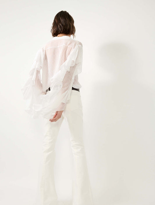 White plumetis silk shirt