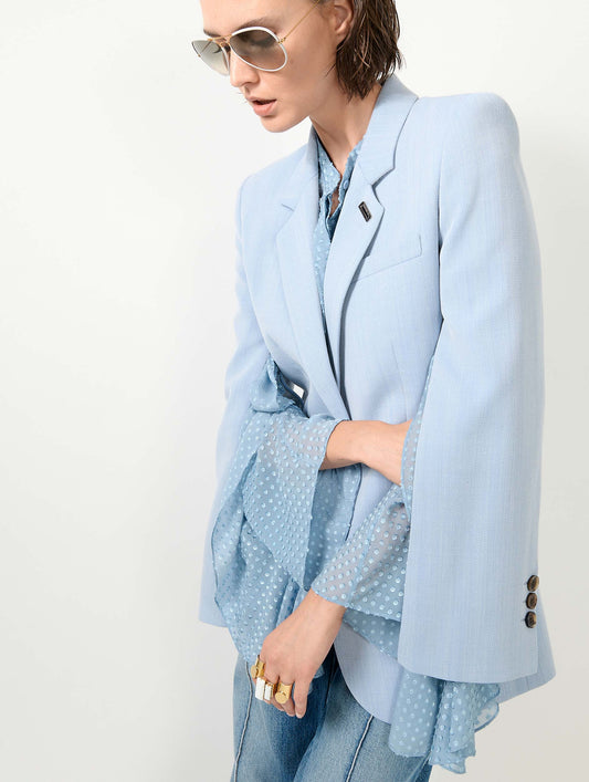 Sky blue plumetis silk shirt