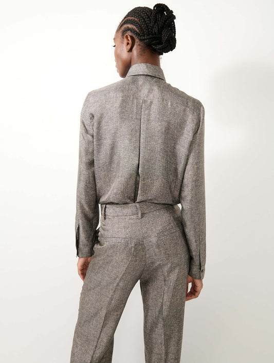 Lino print silk twill shirt