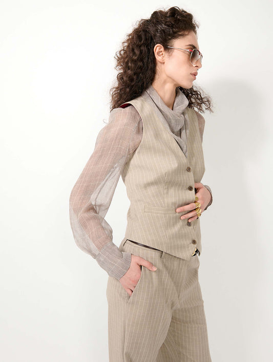 Sand tennis pinstripe waistcoat
