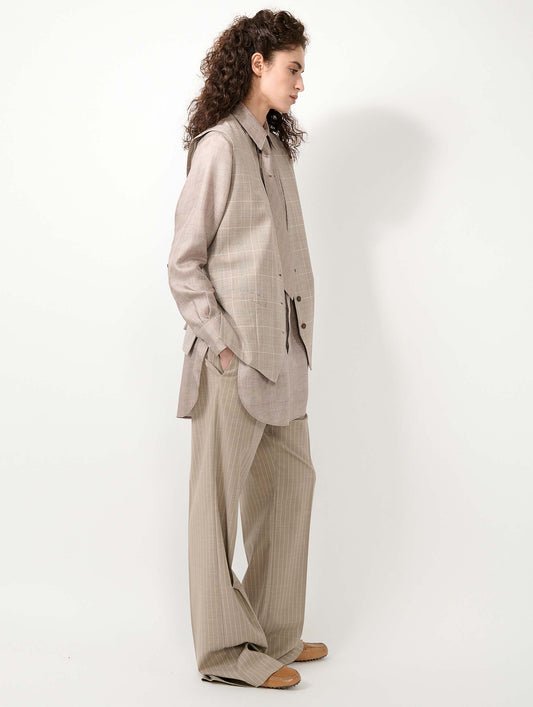 Sand Prince of Wales check suit waistcoat