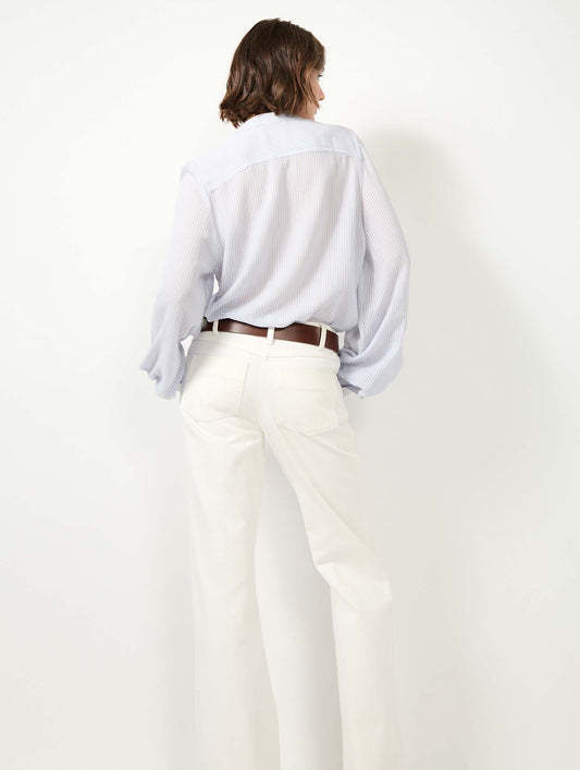 Sky blue striped crepon shirt