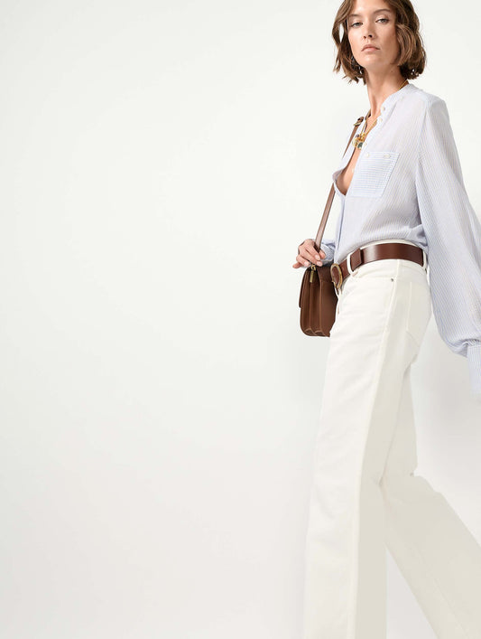 Sky blue striped crepon shirt