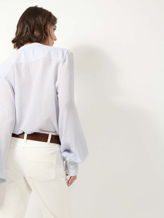 Sky blue striped crepon shirt