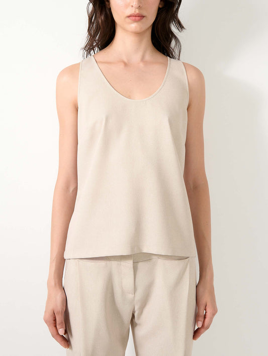 Sand printed crepe tank top