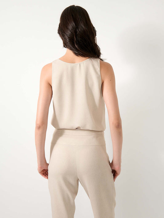 Sand printed crepe tank top