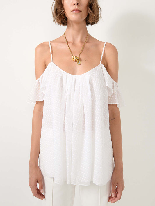White plumetis silk camisole