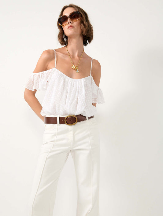 White plumetis silk camisole
