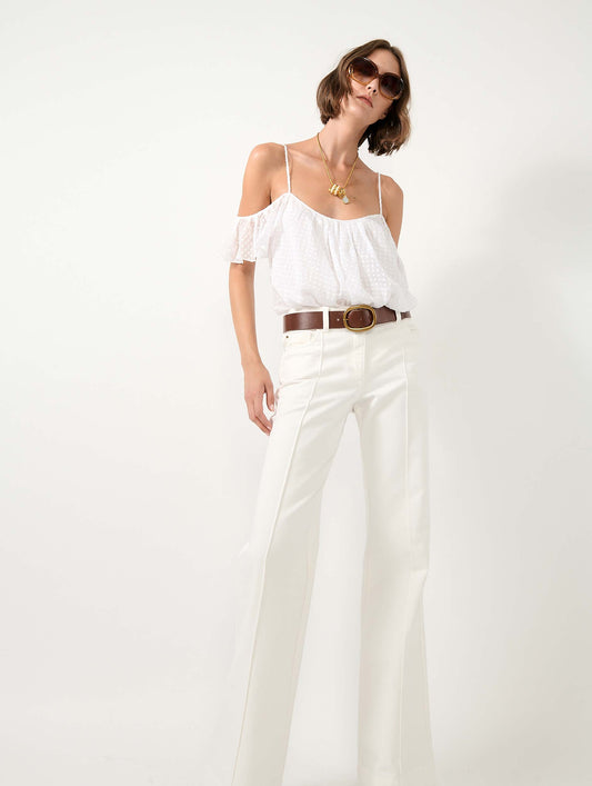 White plumetis silk camisole