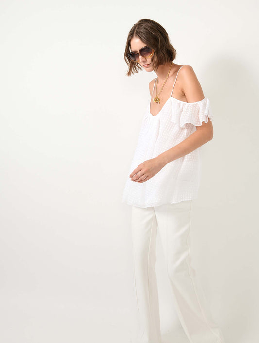 White plumetis silk camisole