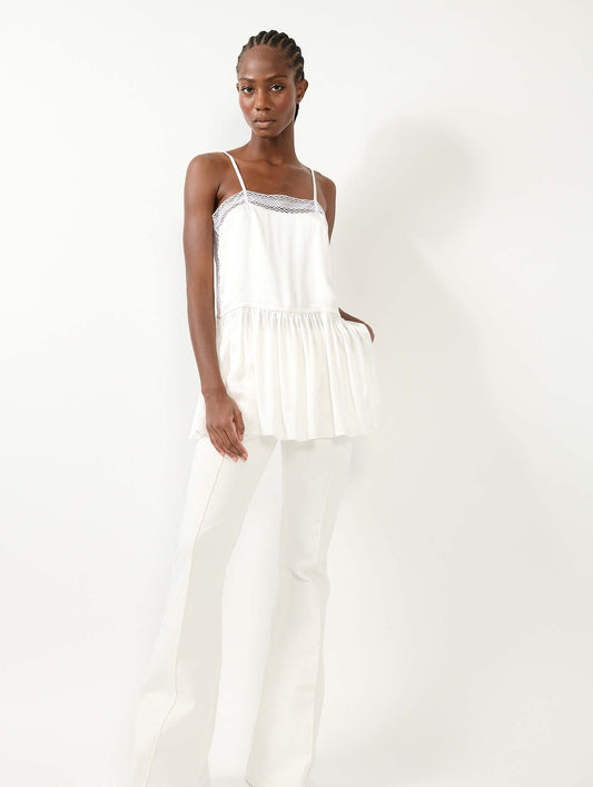 White satin and lace camisole