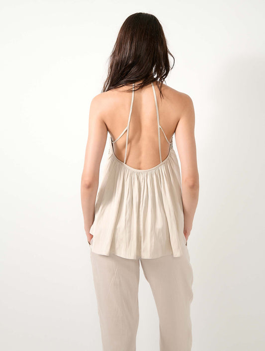 Champagne Angel Skin draped smocked top