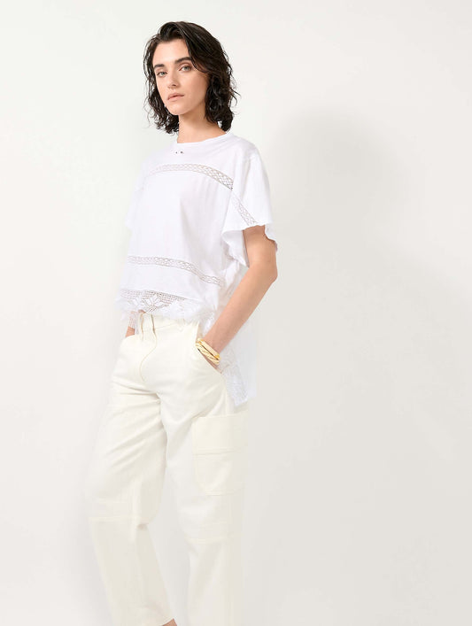 White Tee-shirt with lace insert