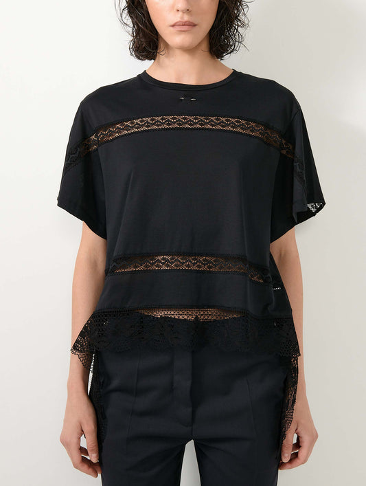 Black Tee-shirt with lace insert