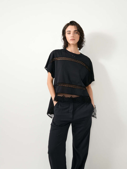 Black Tee-shirt with lace insert