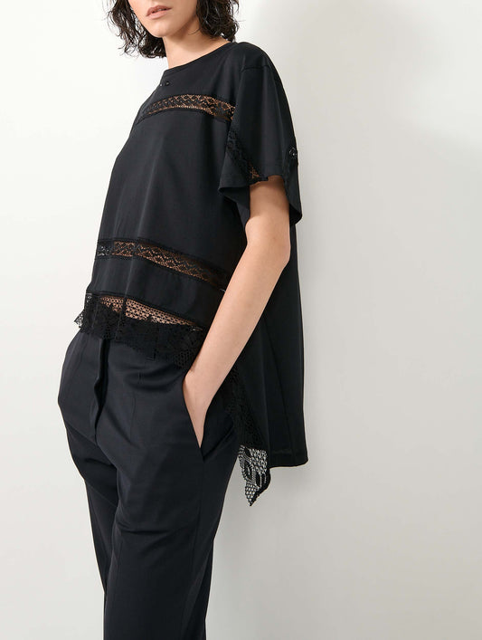 Black Tee-shirt with lace insert