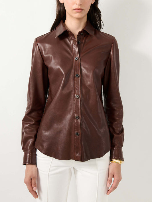 Brown plongé leather shirt