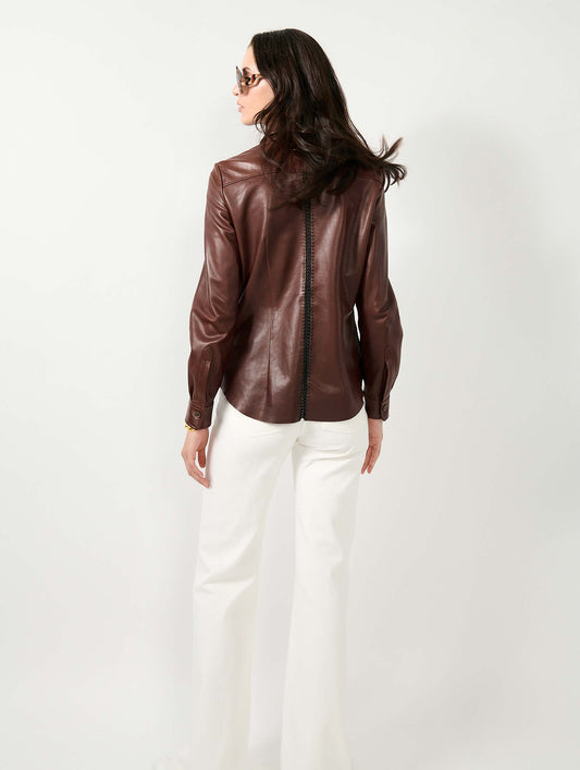 Brown plongé leather shirt
