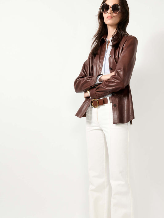 Brown plongé leather shirt