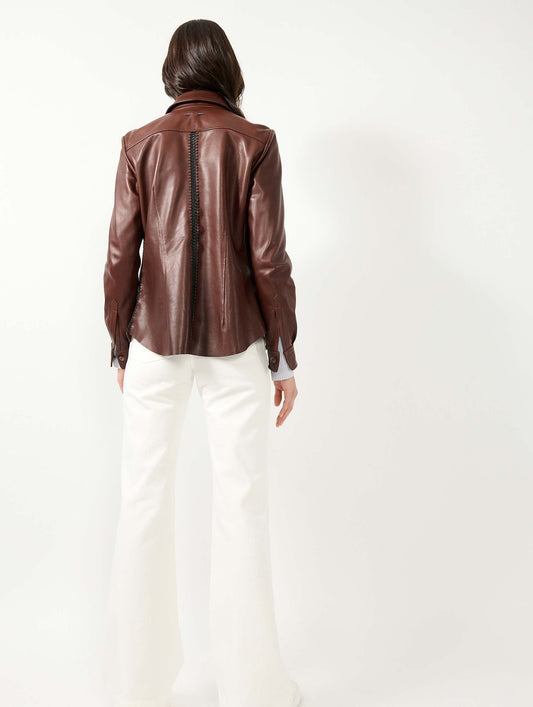 Brown plongé leather shirt