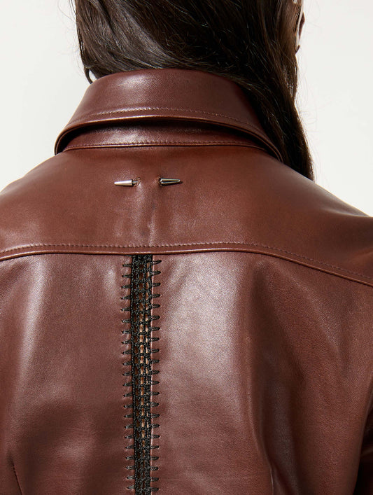 Brown plongé leather shirt