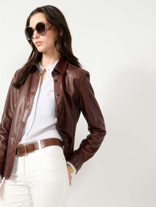 Brown plongé leather shirt