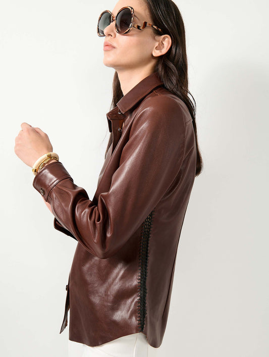 Brown plongé leather shirt