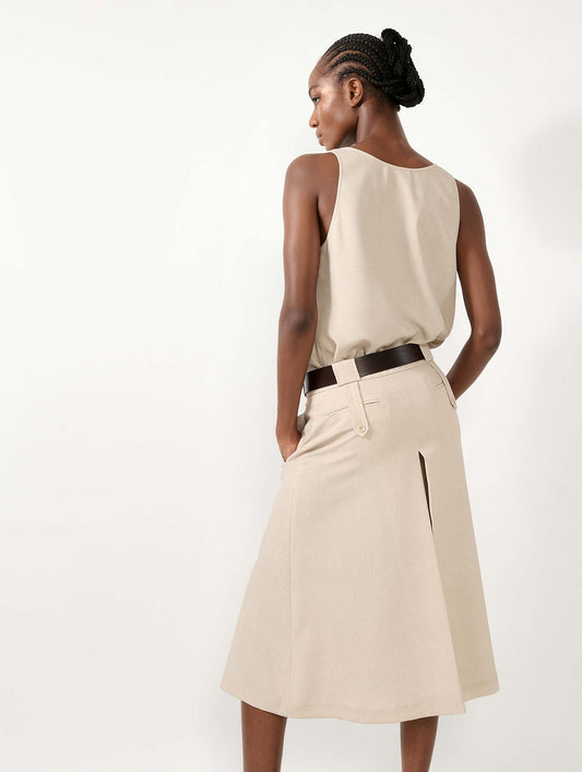 Sand printed crepe culottes