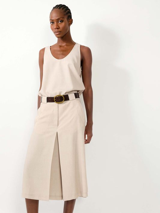 Sand printed crepe culottes