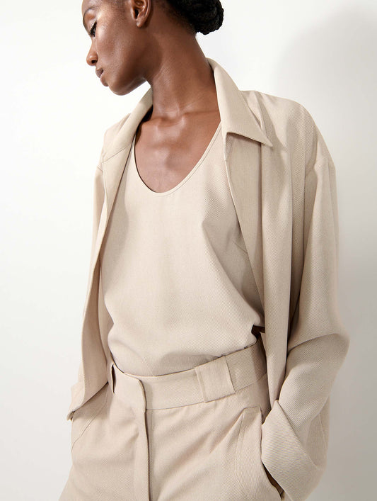 Sand printed crepe culottes