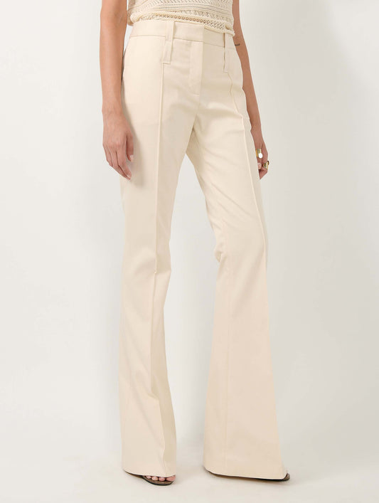Sand stretch cotton bootcut trousers