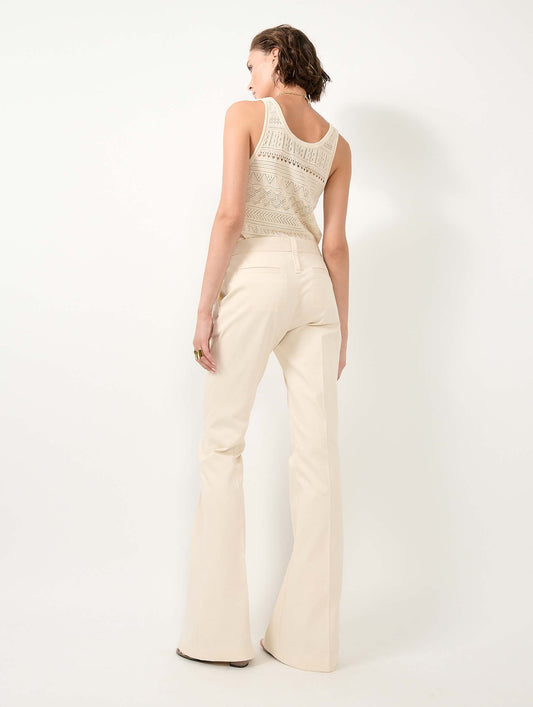 Sand stretch cotton bootcut trousers