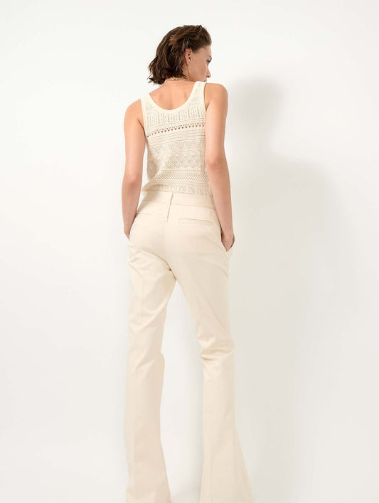 Sand stretch cotton bootcut trousers