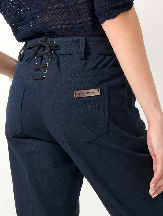 Navy cotton twill 7/8 trousers