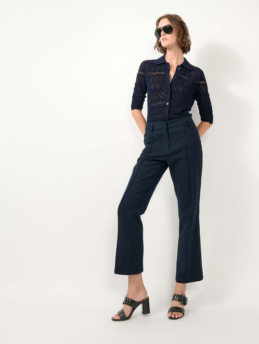 Navy cotton twill 7/8 trousers