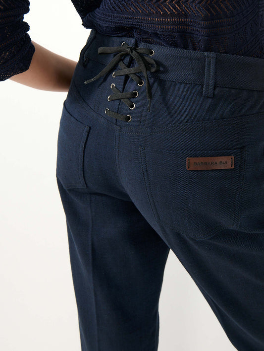 Navy cotton twill 7/8 trousers