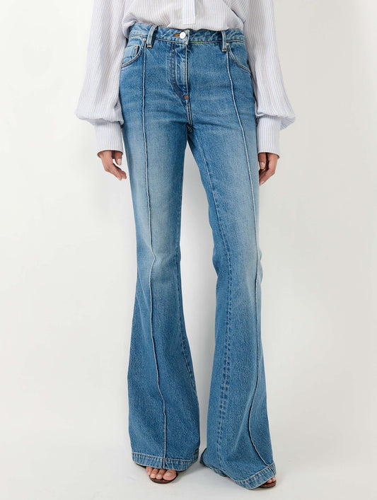 Blue denim bootcut jeans