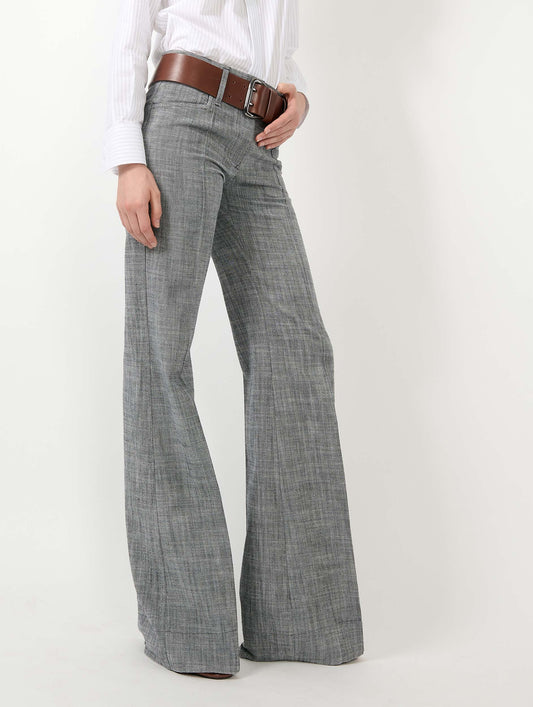 Grey cotton twill flare trousers