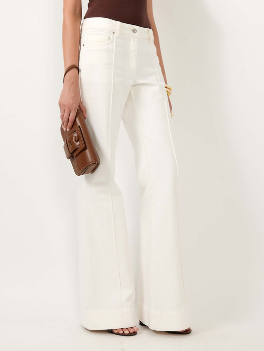 White denim flare jeans