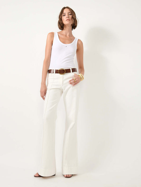 White denim flare jeans