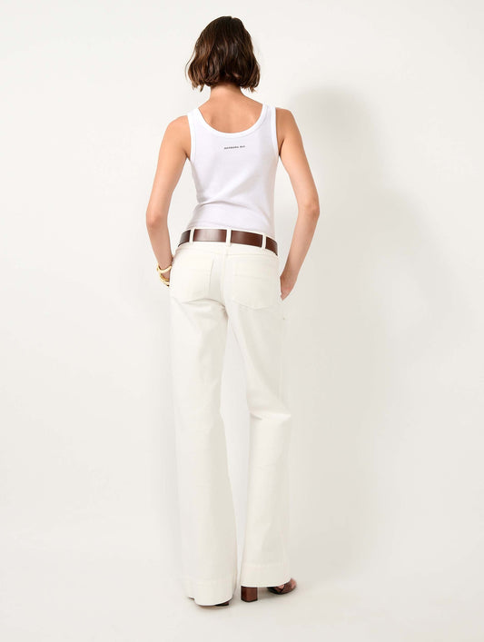 White denim flare jeans