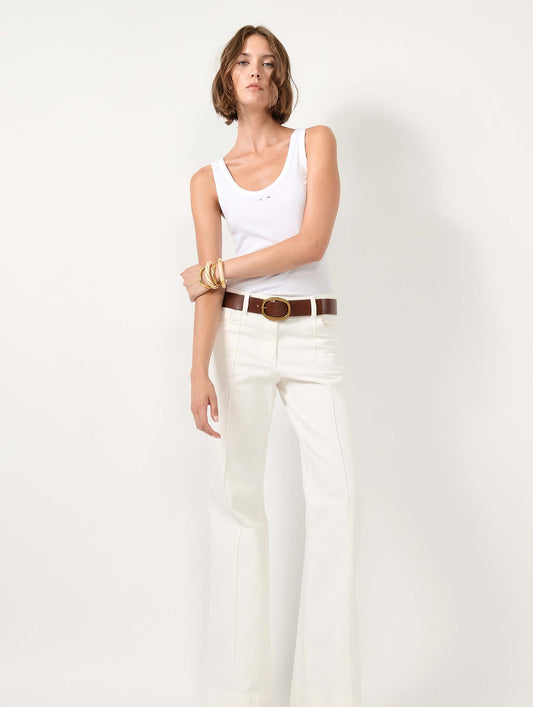 White denim flare jeans