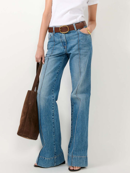 Blue denim flare jeans