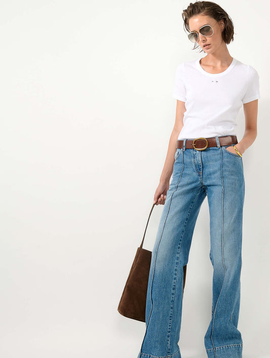 Blue denim flare jeans