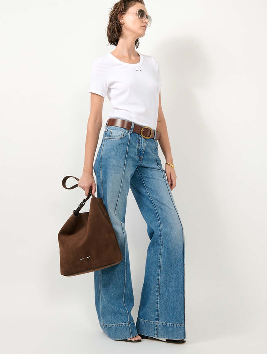 Blue denim flare jeans